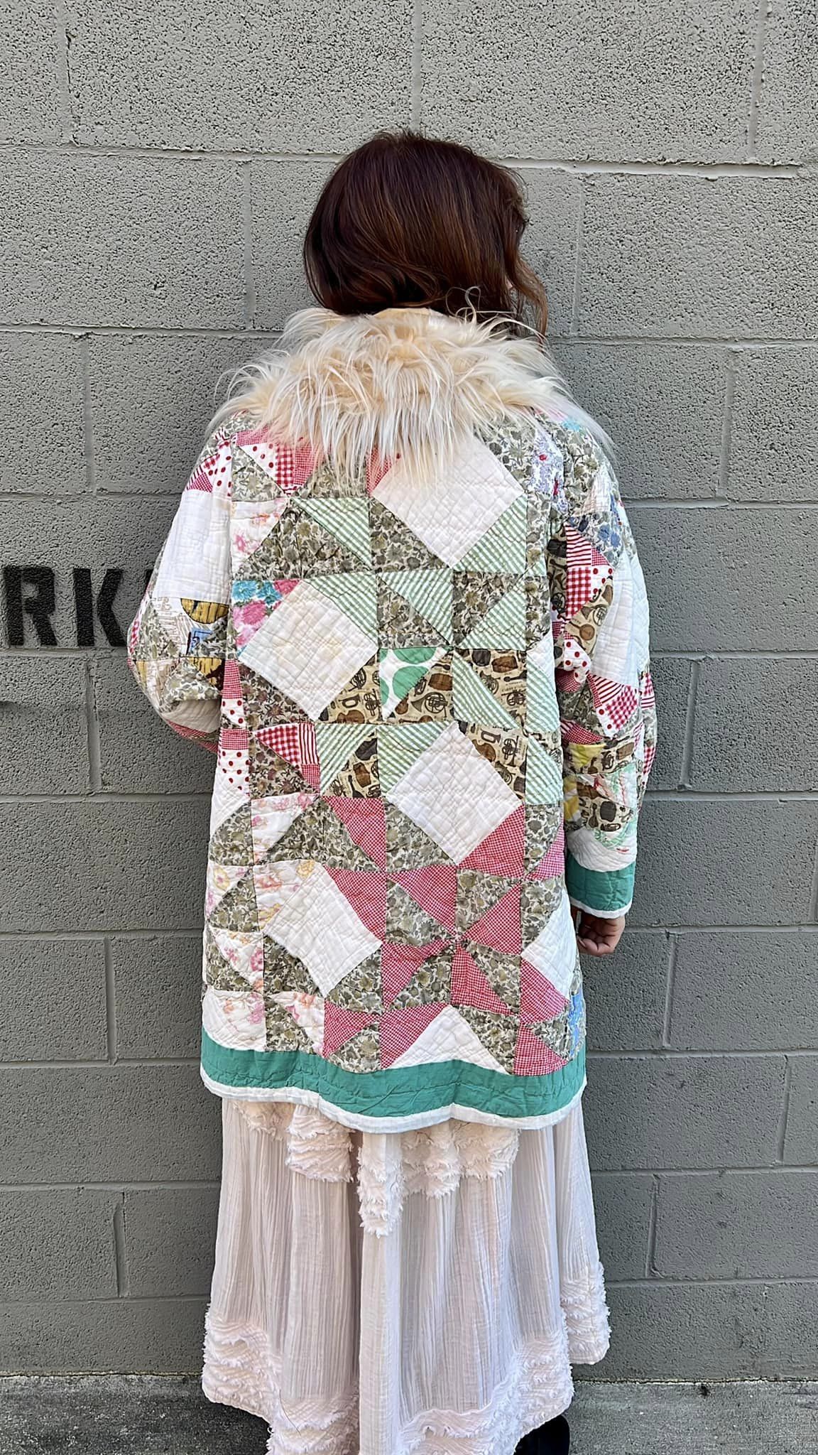 Green border quilt coat